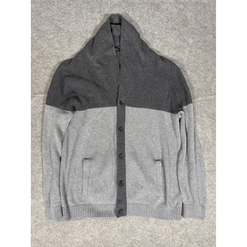 Banana Republic Mens XXL Shawl Collar Cardigan Sweater Grey Colorblock